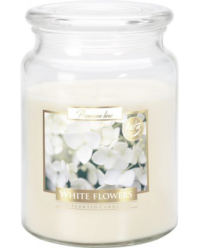 Ароматна свещ  буркан Bispol Aura - Premium line, White flowers, 500 g - 1