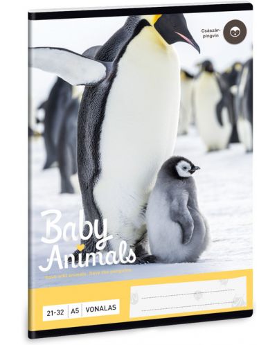 Ученическа тетрадка Ars Una - Animals Penguin, A5, с 2 полета, 32 листа