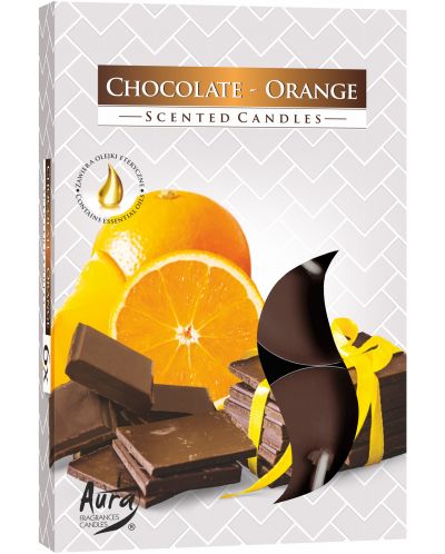 Ароматни свещи Bispol Aura - Chocolate-Orange, 6 броя - 1