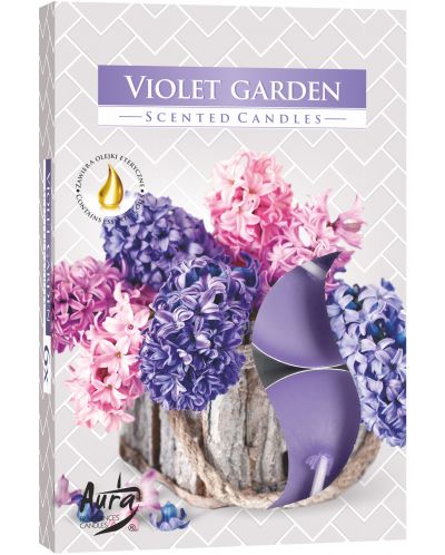 Ароматни свещи Bispol Aura - Violet Garden, 6 броя - 1