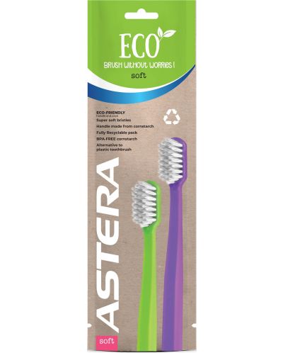 Astera Четка за зъби Eco, Soft, 2 броя - 1