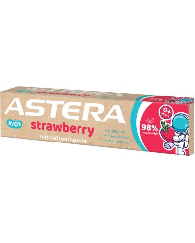 Astera Natural Kids Паста за зъби Strawberry, 0м+, 50 ml - 1
