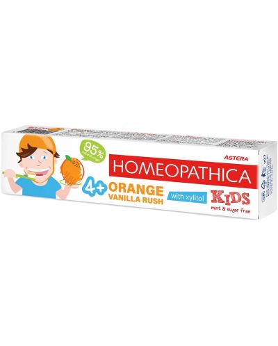 Astera Homeopathica Kids Паста за зъби Orange & Vanilla Rush, 4+ години, 50 ml - 1