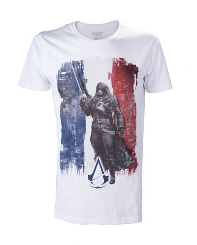 Тениска Assassin's Creed Unity - French Flag with Arno, бяла - 1