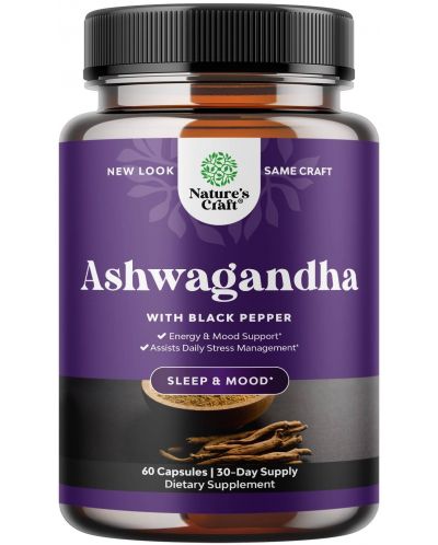 Ashwagandha with Black Pepper, 60 капсули, Nature's Craft - 1
