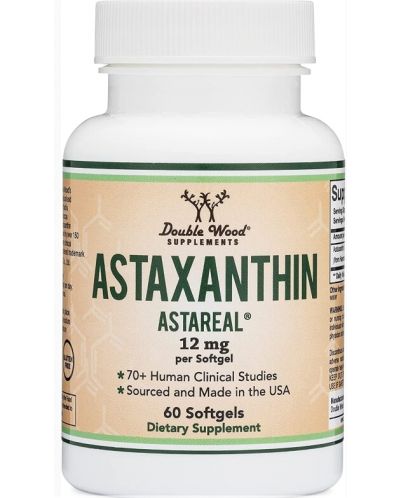 Astaxanthin Astareal, 12 mg, 60 капсули, Double Wood - 1