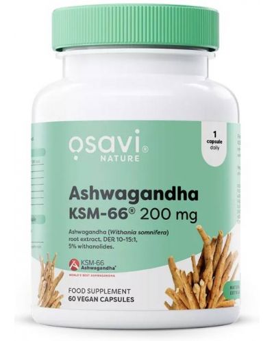 Ashwagandha KSM-66, 200 mg, 60 капсули, Osavi - 1