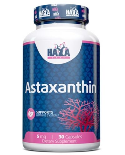 Astaxanthin, 5 mg, 30 капсули, Haya Labs - 1
