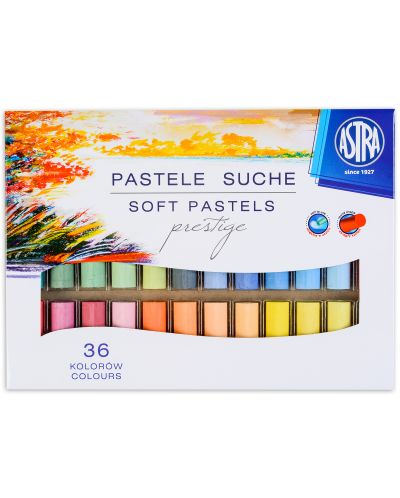 Сухи пастели Astra - Престиж, 36 цвята, с кръгла форма - 1