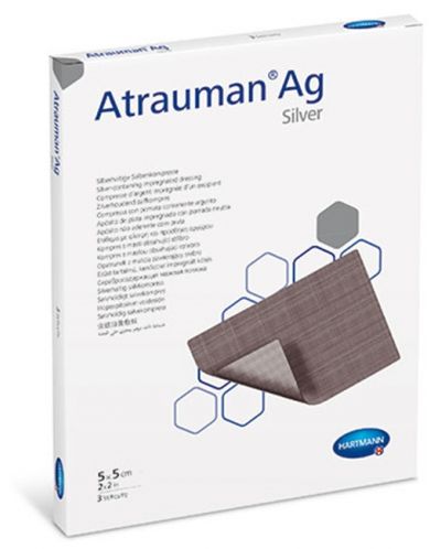 Atrauman Ag Тюлени превръзки със сребро, 5 х 5 cm, 3 броя, Hartmann - 1