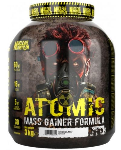 Atomic Mass Gainer Formula, шоколад, 3 kg, Nuclear Nutrition - 1