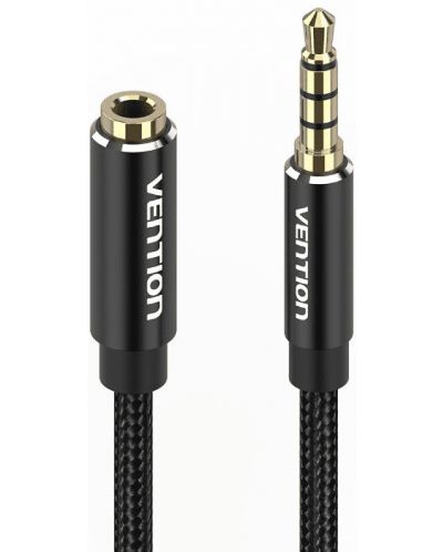 Аудио кабел Vention - TRRS, жак 3.5 mm/жак 3.5 mm, 1.5 m, черен - 1