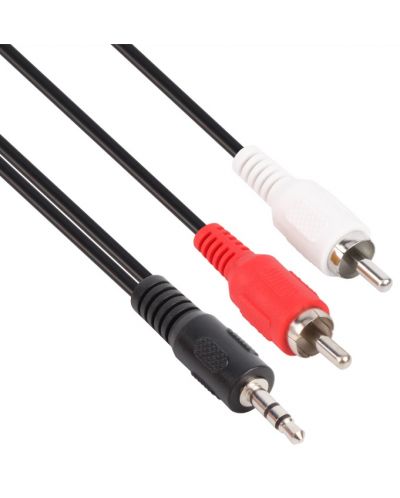 Аудио кабел VCom - CV212, жак 3.5 mm/2x RCA, 1.8 m, черен/бял/червен - 3