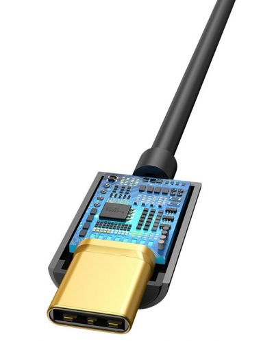 Аудио кабел Baseus - L54, USB-C/жак 3.5 mm, тъмносив - 2