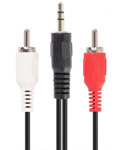 Аудио кабел VCom - CV212, жак 3.5 mm/2x RCA, 1.8 m, черен/бял/червен - 1
