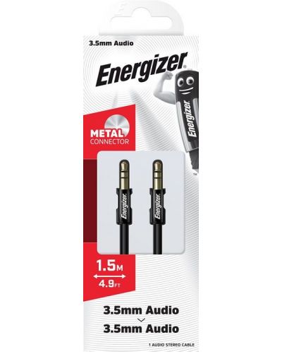 Аудио кабел Energizer - 3.5 mm/3.5 mm, 1.5 m, черен - 6