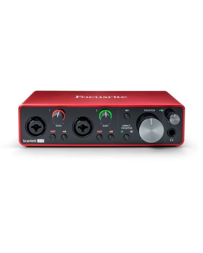 Аудио интерфейс Focusrite - Scarlett 2i2 3rd Gen, червен - 1