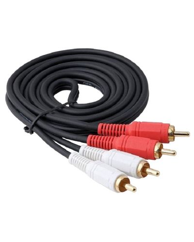 Аудио кабел VCom - CV002, 2x RCA/2x RCA, 1.5 m, черен  - 1
