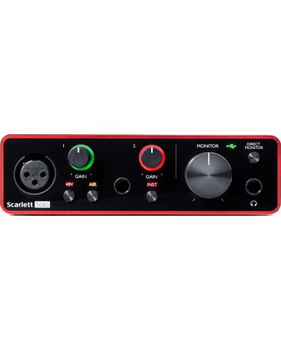 Аудио интерфейс Focusrite - Scarlett Solo 3rd Gen, червен - 4