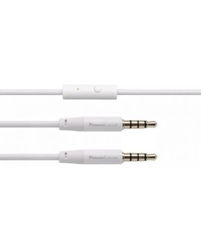 Аудио кабел PowerLocus - 2x 3.5 mm, 1.2 m, с микрофон, бял - 1