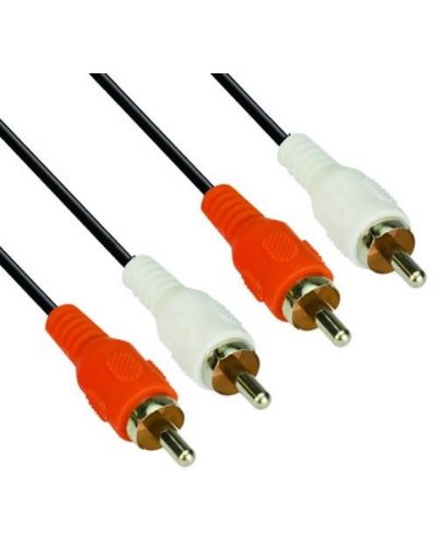 Аудио кабел VCom - CV022-3m, 2x RCA/2x RCA, 3 m, черен - 1