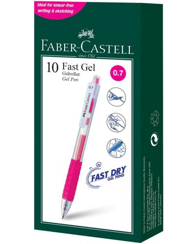 Автоматичен ролер Faber-Castell Fast Gel - Розов, 0.7 mm - 2