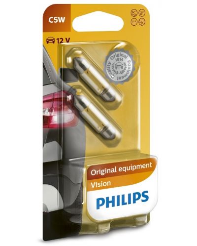 Автомобилни крушки Philips - 12V, C5W, SV8.5, 2 броя - 1