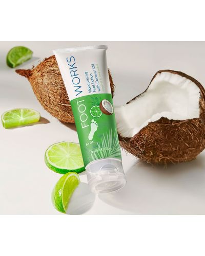 Avon Footworks Овлажняващ лосион за стъпала, с аромат на кокос и лайм, 75 ml - 2