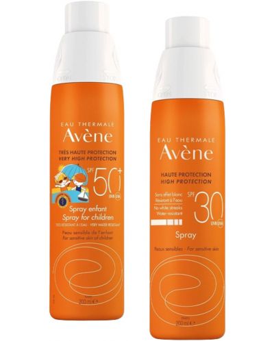 Avène Sun Комплект - Спрей за възрастни SPF30 и Cпрей за деца, SPF50+, 2 х 200 ml - 1