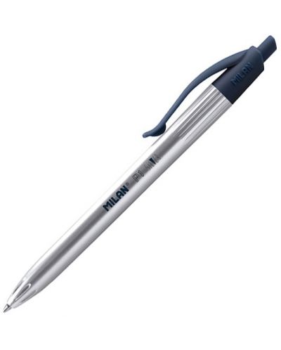 Автоматична химикалка Milan - Silver, 1.0 mm, синя, асортимент - 1