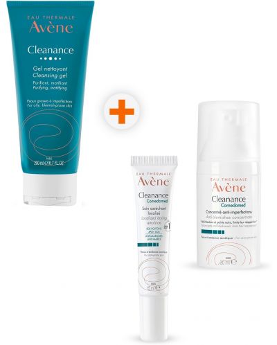 Avène Cleanance Комплект - Почистващ гел, Концентрат и Локализирана грижа, 200 + 30 + 15 ml (Лимитирано) - 1