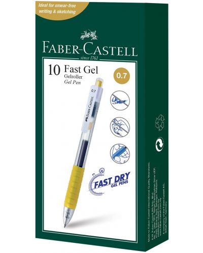 Автоматичен ролер Faber-Castell Fast Gel - Златист, 0.7 mm - 2