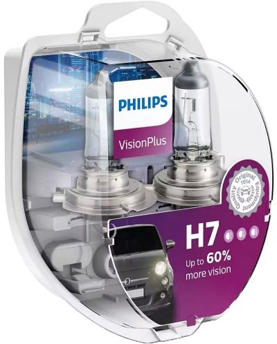Автомобилни крушки Philips - H7, Vision plus +60% more light, 12V, 55W, 2 броя - 5