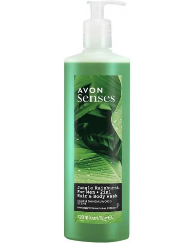 Avon Senses Душ гел 2 в 1 Jungle Rainburst, 720 ml - 1