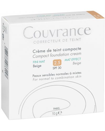 Avène Couvrance Компактна крем-пудра с мат ефект, 2.5 Бежов, SPF30, 10 g - 2