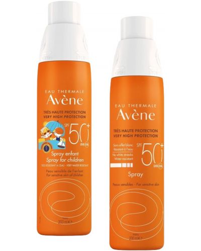 Avène Sun Комплект - Спрей за възрастни и Cпрей за деца, SPF50+, 2 х 200 ml - 2