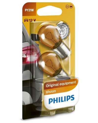 Автомобилни крушки Philips - 12V, PY21W, BAU15s, 2 броя - 1