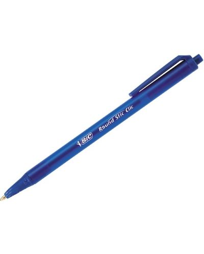 Автоматична химикалка BIC - Round Stic Clic,  1.0 mm, синя - 1