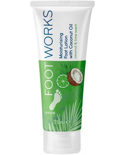 Avon Footworks Овлажняващ лосион за стъпала, с аромат на кокос и лайм, 75 ml - 1