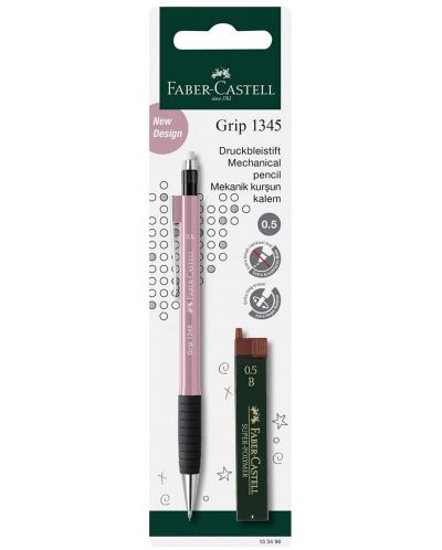 Автоматичен молив Faber-Castell Grip - 0.5 mm, с комплект графити, розов - 1