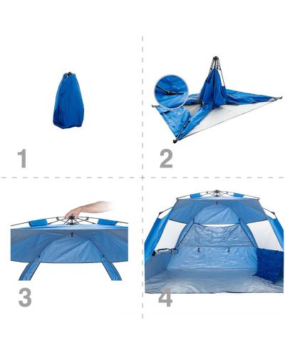 Автоматична палатка Muhler - За плажен риболов, синя - 2