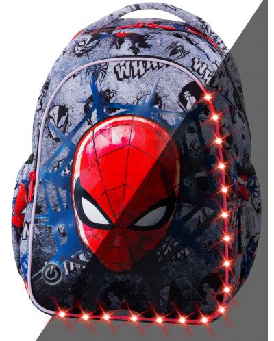 Ученическа светеща LED раница Cool Pack Joy S - Spider-Man Black