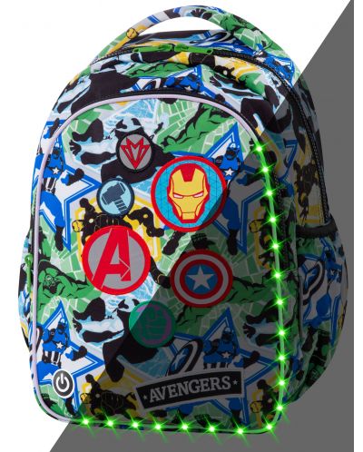 Ученическа светеща LED раница Cool Pack Joy S - Avengers Badges