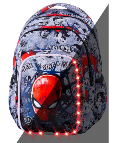 Ученическа светеща LED раница Cool Pack Spark L - Spider-Man Black
