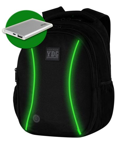 Ученическа светеща LED раница Cool Pack Joy - Зелена + подарък - 1