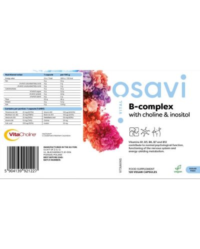 B-Complex with Choline & Inositol, 120 капсули, Osavi - 2