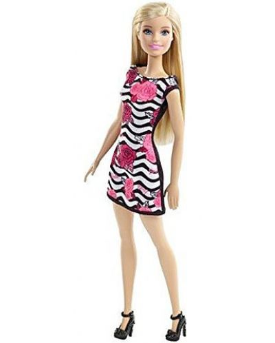Кукла Barbie с бяла рокля на рози - 1