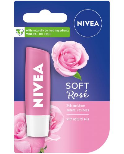 Nivea Балсам за устни Soft Rose, 4.8 g - 1