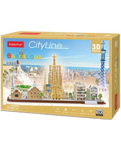 3D Пъзел Cubic Fun от 186 части - City Line Barcelona - 2