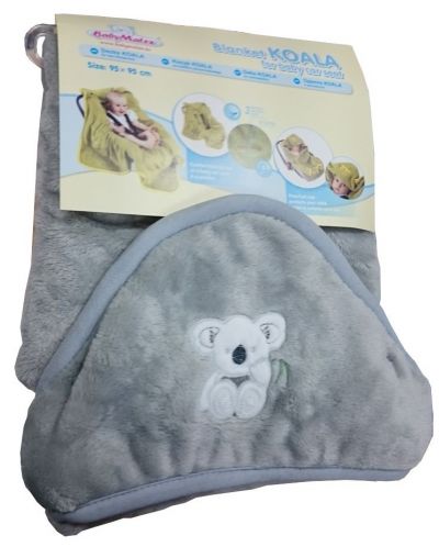 Одеяло за столче за кола Baby Matex - Koala, 95 x 95 cm, сиво - 1